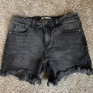 Carly Jean Los Angeles Black Jean Shorts Distressed Frayed Hem